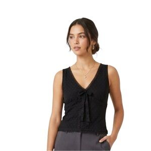 Axcess Swiss Dot Mesh Tank Top Sz S Black Whimsical Dark Romantic Coquette Y2K